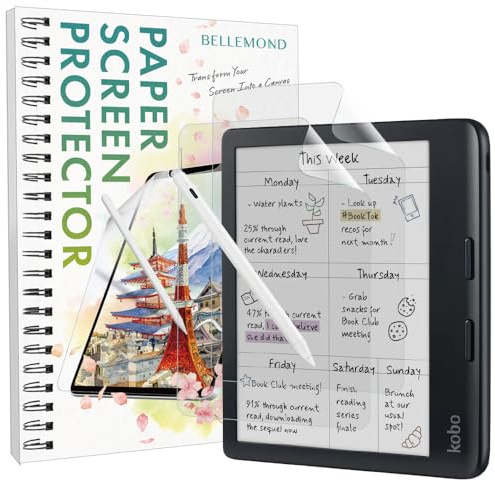 BELLEMOND Kent-Papierfolie für Kobo Libra Color/Libra 2 7, 2 Pack | Aus Japan, glatte Kent-Papieroberfläche, ideal zum Skizzieren & Schreiben
