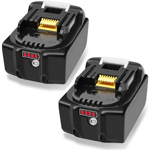 Lot de 2 batteries BL1860B 18 V 6,0 Ah 6000 mAh BL1850B compatibles avec Makita 18 V 6 Ah pour Makita DDF482Z DDF484Z DDF485Z DDF487Z DDF489Z Tronçonneuse sans fil DUC353 DUC254Z