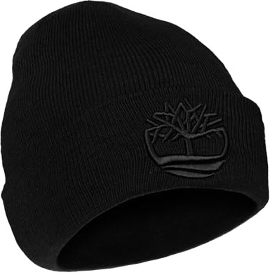 Timberland Herren Wintermütze mit 3D-Stickerei Beanie-Mütze, Schwarz, Einheitsgröße