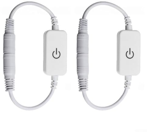 Niceminiwall Lot de 2 variateurs d'intensité tactile à bande LED, variateur de lumière LED en ligne avec contrôle tactile capacitif, luminosité réglable de 10 % à 100 %, CC 12 V-24 V 2 A, 5,5 x 2,1 mm