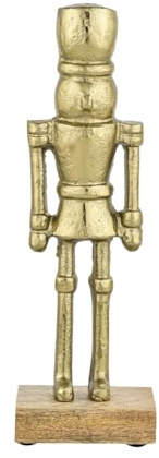 Weihnachtsfigur Nussknacker handgefertigt aus Aluminium in Gold 22 cm