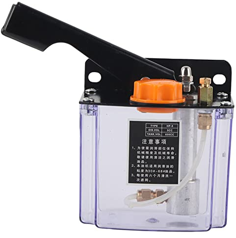 5L Manual Lubricating Pump, Left Hand Operated Lubrication Pump 650CC, 4mm Oil Outlet Diameter, for CNC Machine Tool, Machining Center, Production Line, Forging, Textile,