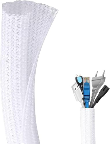Flintronic 10ft - 1/4 inch Cord Protector, Wire Loom Tubing, Cable Sleeve Split Sleeving, Cable Tidy Sleeve, Protect Pets From Chewing Cords For USB Cable Power Cord Audio Video Cable for Home,Office