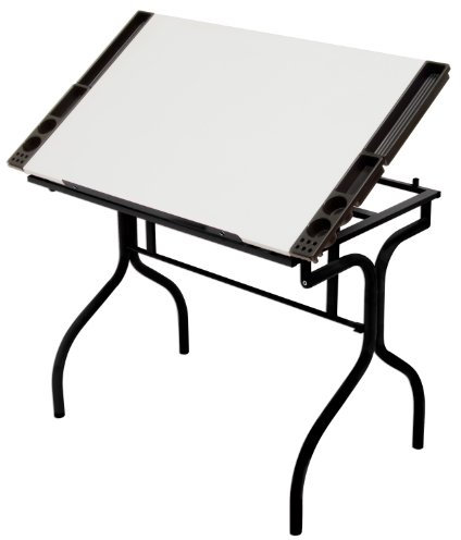 Studio Designs Faltbarer moderner Tisch für Zeichnungen, Schreibtisch, Studio, Schreibtisch, 89,5 cm B x 60,3 cm T, Schwarz/Weiß