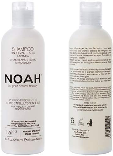 NOAH 1.3 Stärkendes Shampoo mit Lavendel, 250 ml, für häufige Anwendung und empfindliche Kopfhaut, formuliert in Italien, tierversuchsfrei, ohne SLS oder Parabene - Nickelgeprüft