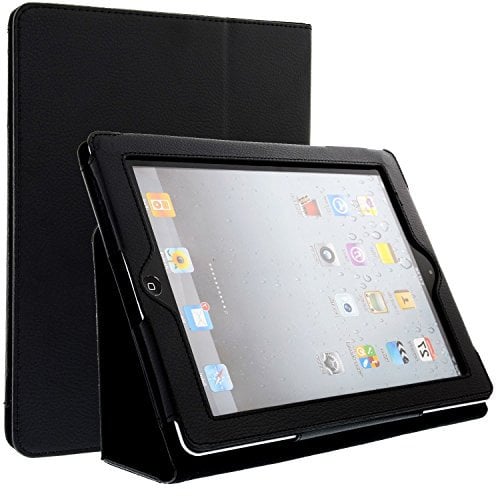 subtel Funda para Tablet Apple iPad 2 / iPad 3 / iPad 4 (Wake/Sleep) con Cierre magnético y función de Soporte Hands-Free - Carcasa de Cuero Artificial Back Cover, Funda con Tapa de Color Negro