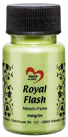 ideen mit herz Royal Flash | peinture métallique acrylique | brillance métallique, avec de fines particules de paillettes | séchage rapide | à base d'eau | 50 ml (mai vert)