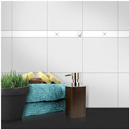 Wandkings Fliesenaufkleber - Wähle eine Farbe & Größe - Weiß Glänzend - 5 x 25 cm - 100 Stück für Fliesen in Küche, Bad & mehr