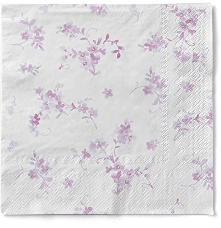 Sovie HOME Serviette BONNIE, BEERE, 3-lagiges Tissue, 33 x 33 cm, 1/4 Falz, 20 Stück, zartes Blütendesign in Beere, elegante Tischdekoration, Ideal für Garten- & Sommerpartys