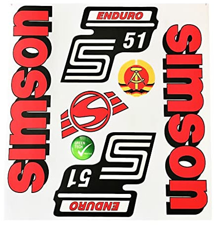 Aufkleber-Set rot Simson S51 Enduro Seitendeckel Tank