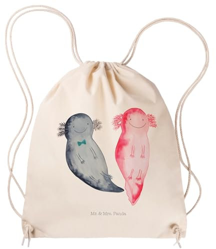 Mr. & Mrs. Panda Sportbeutel Axolotl Freundin - Geschenk, Molch, Tasche, Turnbeutel Baumwolle, Liebe, Sportbeutel Kinder, Jahrestag, Sportzubehör,