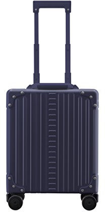 Underseat Carryon. Leichter Hartschalen Trolley/Koffer mit TSA-Schloss aus Saphir/Dunkelblau eloxiertem Aluminium mit auziebarem Griff & Leichtlaufrollen. Inkl. Schutzhülle & Kabeltasche