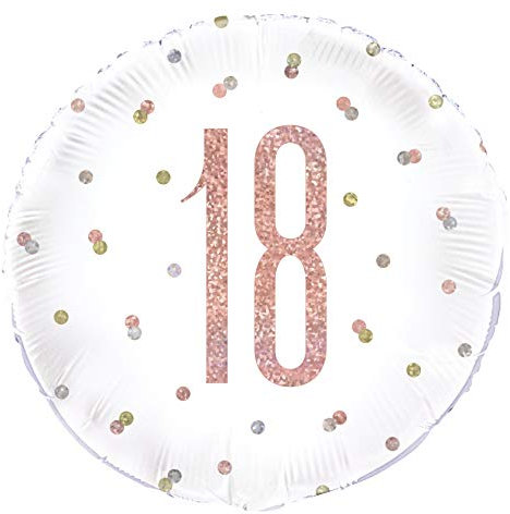Dazzling Rose Gold 18th Birthday Glitz Round Foil Balloon (45cm) - Perfect for Birthday, Annivesaries & Memorable Celebrations - 1 Pc