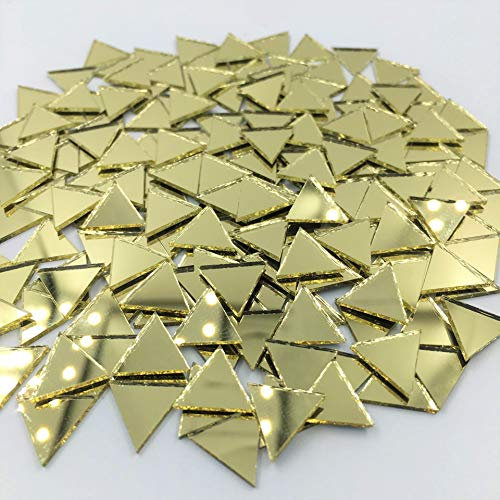 Mini-Dreieck-Spiegel-Mosaikfliesen, goldfarben, Bastelspiegelstücke für Mosaikherstellung, 120 Stück