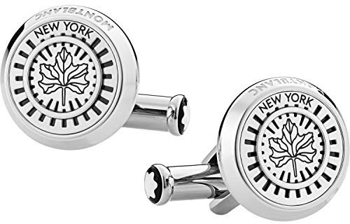 Montblanc Manschettenknöpfe Cufflinks, rund, Steel, NY 124057, Einheitsgröße, Metall, Kein Edelstein