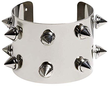 Boland 64418 - Nietenarmband Punk, Silber, Armreif, Nieten, Spikes, Stacheln, Rocker, Biker, Unisex, Accessoire, Modeschmuck, Karneval, Mottoparty