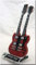 JIMMY PAGE Miniatur Gitarre SG Doubleneck Led Zeppelin mit Plektrum