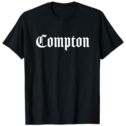 Compton Hip Hop Rap Ghetto T-Shirt für Herren in Schwarz, Größe S, Kurzarm, Klassische Passform, Sommer, Imported