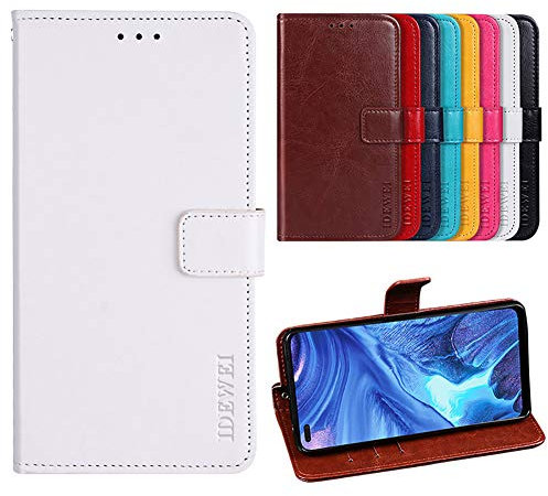 BeyondTop Hülle für OnePlus 8T PU Leder Brieftasche Case mit Stand Funktion und Magnetisch Schnalle Flip Handyhülle für OnePlus 8T-Weiß