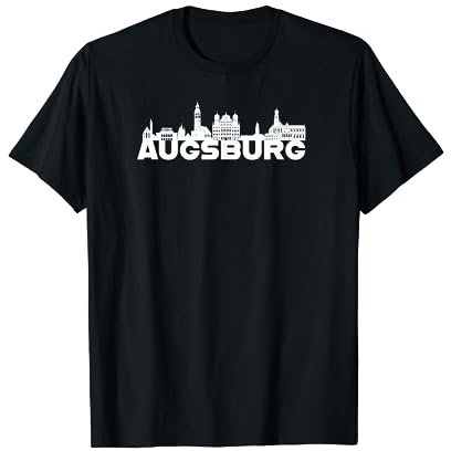 Augsburg Bayern Deutschland Skyline Silhouette Umrissskizze T-Shirt