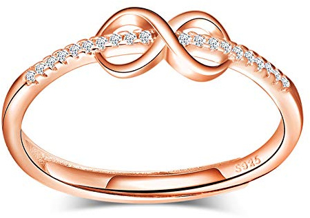 MicVivien Damen Ring 925 Sterling Silber Infinityring Unendlichkeitszeichen Ring Für Immer Liebe Zirkonia Ringe Verstellbar für Frauen Mädchen Partnerringe Verlobungsringe Trauringe