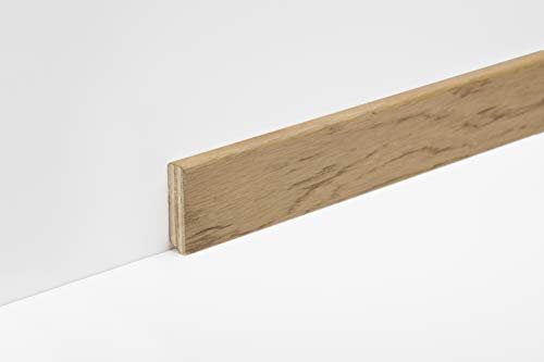 Battiscopa in legno Noce Tanganika Verniciato Rovere Naturale H.50mm DIM.2400 x 50 x 13 mm (B048B)