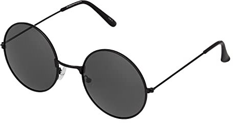 Ultra Black UV400 Round Sunglasses for Men & Women - Unisex Retro Large Round Glasses with Spring Comfort Fit Hinges - UVA UVB Protection Circle Sunglasses - Metal Framed