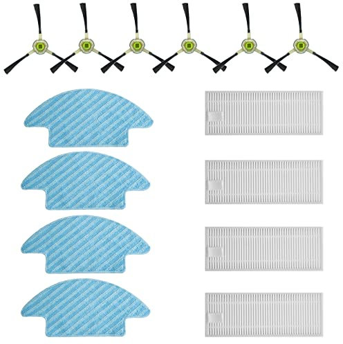 Bamboost Piezas de repuesto compatibles con OKP Life K2 K3 robot aspirador, 6 cepillos laterales + 4 filtros + 4 paños de limpieza