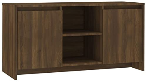 vidaXL TV Schrank mit Türen Fächern Lowboard TV Möbel Sideboard Fernsehtisch Fernsehschrank HiFi-Schrank Braun Eiche-Optik 102x37,5x52,5cm Holzwerkstoff