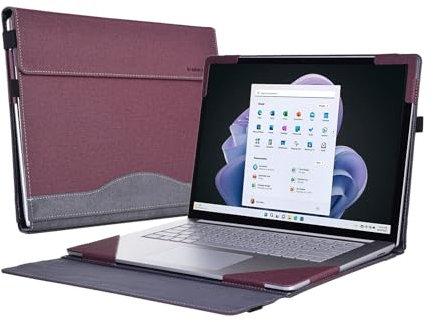 Laptop Case for New Microsoft Surface Laptop 6/5/ 4/3 / 2/1 15 Inch Special, Premium PU Leather Detachable Laptop Sleeve(15 Inches, Wine red)