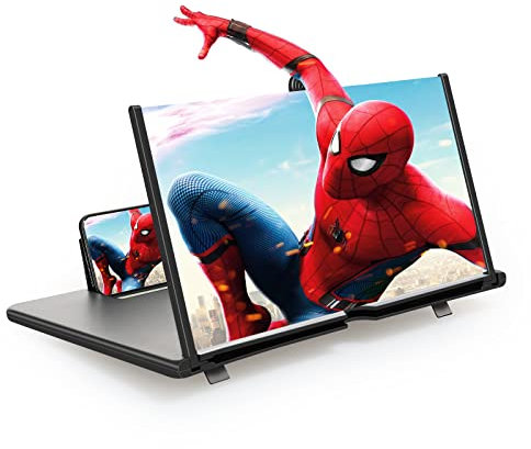 18 Zoll Handy bildschirmlupe,3D Universal Handy Lupe Vergrößerung Videos Ausziehbarer HD Bildschirm Blaulicht Klappverstärkerhalterung Lupe für alle Smartphones