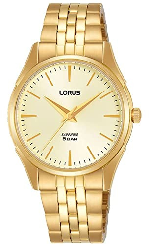 Lorus Damen-Armbanduhr RG280SX5, analog, Quarz, mit Edelstahlarmband, Gold, Modern