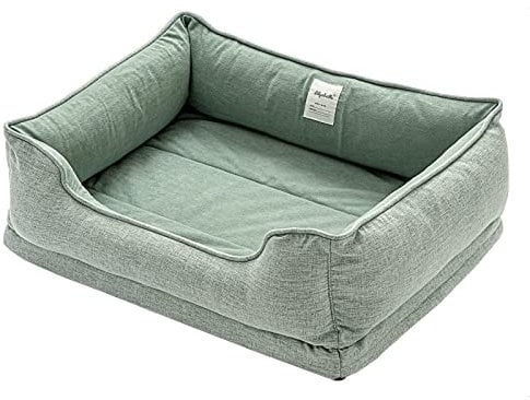 LilyAbeille Hundebett, Katzenbett, Orthopädische Hundebetten Waschbar für Kleine Hunde, Abnehmbar, Flauschig, Bissfest Hundekorb Hundesofa Katzenkorb (60 * 50 * 20 cm, Grün)