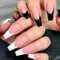 MELLIEX 48 Pièces Faux Ongles Artificiels Acrylique Long French Press on Nails Noir et Blanc Couverture Capsule Ongles pour Extensions d'Ongles pour Femme et Fille
