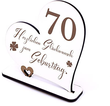 70 Jahre Deko Herz Aufsteller 15cm x 15cm - Geburtstag 70er Tischdeko zum verschenken