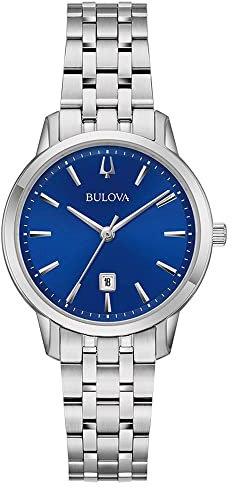 Bulova Damen Analog Quarz Uhr mit Edelstahl Armband 96M166