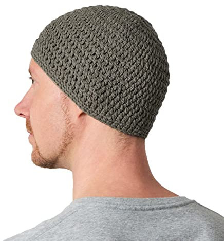 CHARM Sommer Strick Mütze Im Kufi Gebetsmütze Stil - Herren Damen Beanie aus Baumwolle Hut Sonnen Cap Anthrazit