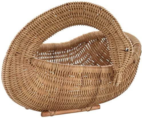 Krines Home Rattan Dekofigur Aufbewahrung Korb Tier Figur Kinderzimmer Deko Kindermöbel (Schwan, Honig Dunkel)