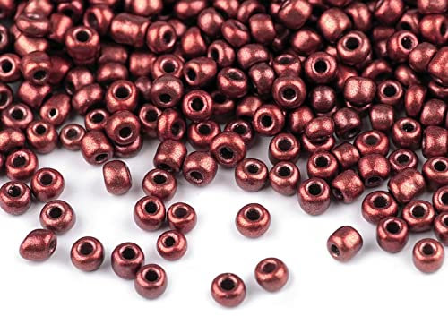 Rocailles Glasperlen metallic 50g Größe 8/0 3mm Perlen fädeln Schmuck basteln, Farbe:altrosa metallic