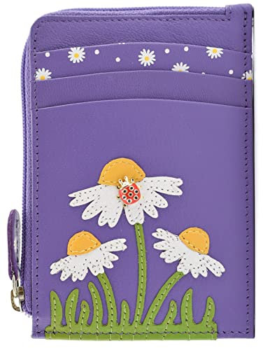 Mala Leather Peony Collection Leder Münzbörse Kartenhalter RFID 4281_87, violett, Einheitsgröße, Modern