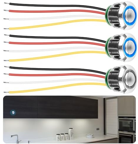 12 V LED Touch Dimmer Switch: Nizirioo 2 unidades Touch Dimmer Switch 16 mm Touch Dimmer LED Touchdimmer 5-24 V DC Sensor Interruptor Regulación sin niveles para tiras de luz LED tira tira
