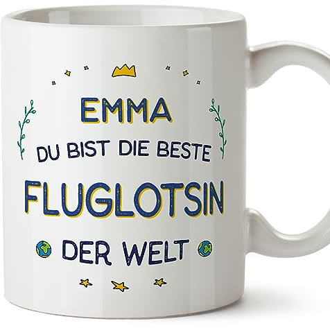 Mugffins Tassen Personalisierten für FLUGLOTSIN Frau - Auf Deutsch - Beste der Welt - 11 oz / 330 ml - Individuell Anpassbar Geschenk Mitarbeiter