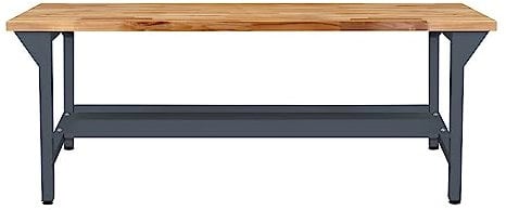 HEMMDAL PRO Werkbank Typ L | 300 kg Tragkraft | HxBxt 85 x 150 x 75 cm | Holzfarben, Anthrazitgrau | Echtholzplatte | Werktisch für den Betrieb, Hobbyraum oder Werkstatt | Montagetisch