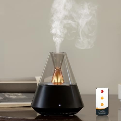 JIAWEN Essential Oil Diffuser, 150ML Ultrasonic Cool Mist Aromatherapy Diffuser, Air Fresh Scented Oil Diffusers Humidifier with Waterless Auto-Off and LED Candle Light for Home, Bedroom, Office, Yoga
