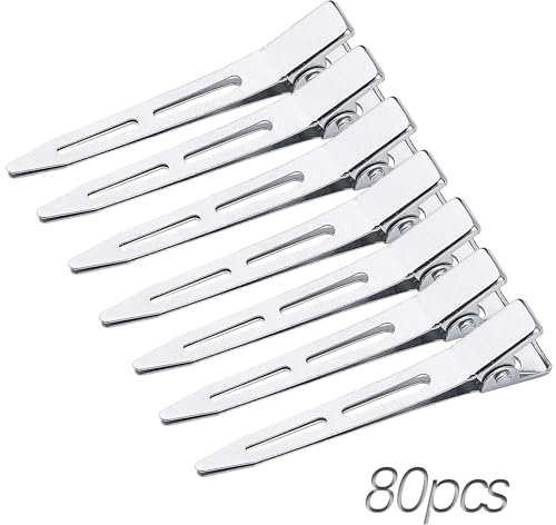 Mbsomnus Lot de 80 pinces à cheveux de 5,6 cm pour coiffer en métal - Pinces à cheveux argentées - Billet de canard - Pinces crocodiles pour femmes et filles - Nœuds de salon de bricolage