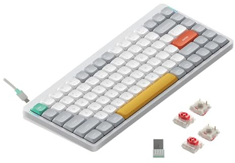 nuphy Air75 V2 Kabellose mechanische Tastatur, 84 Tasten RGB Hot-Swap Tastatur, unterstützt Bluetooth 5.1, 2.4G und kabelgebundener Verbindungc für PC/Laptop/Windows/Mac-White Gateron Red Switch