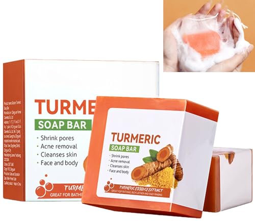 Ganz Natürliche Kurkuma-Seife,Kurkuma Seifenstück,Kurkuma Seife Aufhellende,Kurkumaseife,Kurkuma-Seife Für Das Gesicht,Kurkuma Seife Gegen Pickel,Turmeric Kurkuma-Gesichtsseif