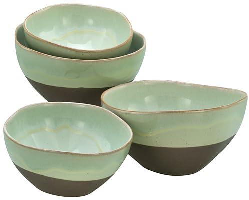 Creatable, 19669, Serie Basalt Bowls Salbei, 4-teiliges Geschirrset für 4 Personen, Bowlset aus Steinzeug, spülmaschinen- und mikrowellengeeignet, Made in Europe