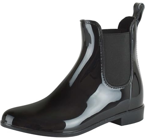 Thingimijigs Ladies Short Wellies Chelsea Ankle Length Summer Festival Wellington Rain Boots - Black UK 6