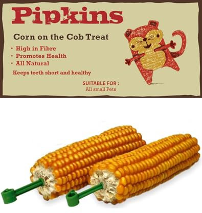 Pipkins Dolcetto di pannocchia di mais per piccoli animali - Dolcetto ideale per criceti, porcellini d'India e tutti gli altri dolcetti per piccoli animali - Un dolcetto nutriente e piacevole -200g